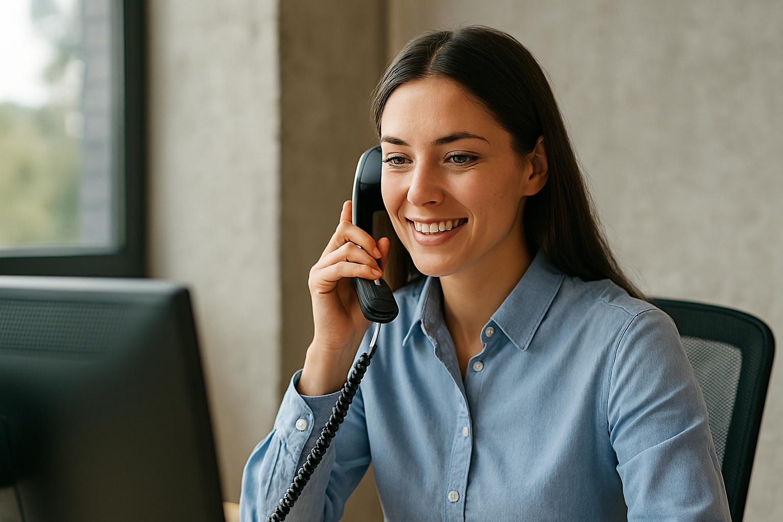 Customer service representative answering a call